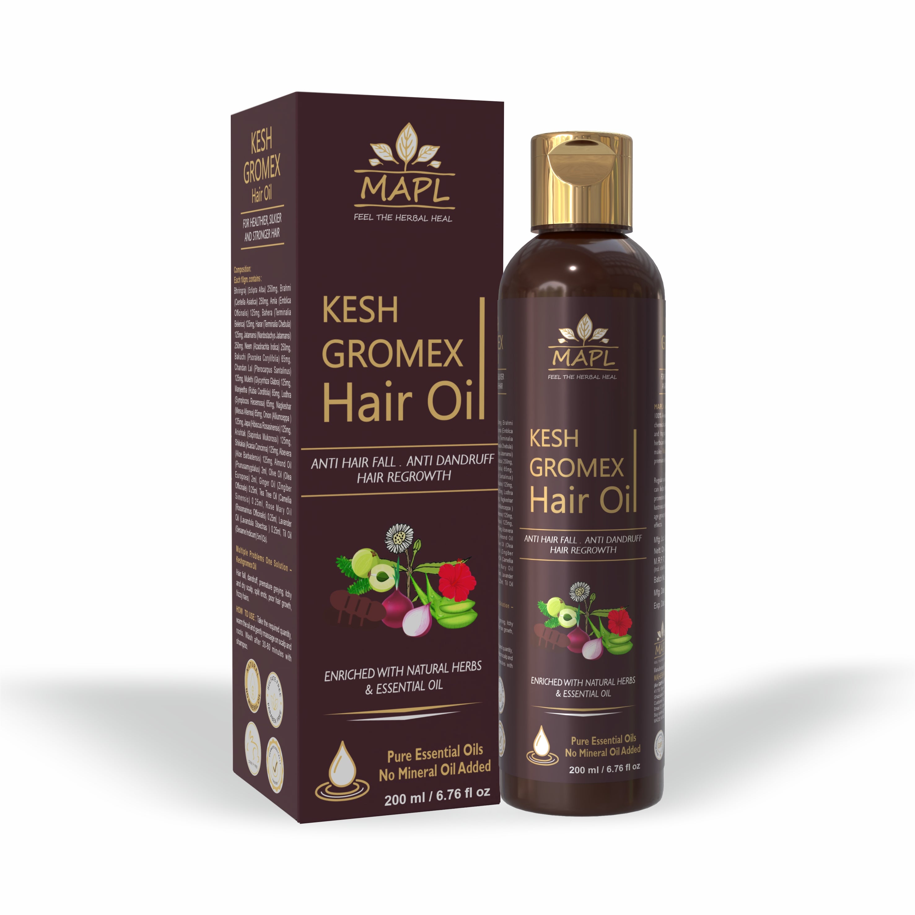 MAPL Keshgromex Hair Oil 200ml | Hair Growth & Hair Fall Control | Bhringraj, Onion & Rosemary