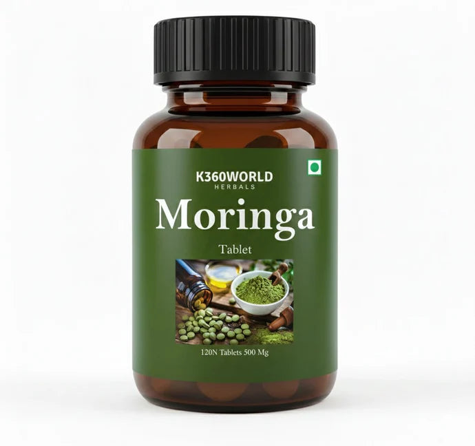 K360WORLD Moringa Tablets 500 mg Leaf Extract – 120 Herbal Tablets