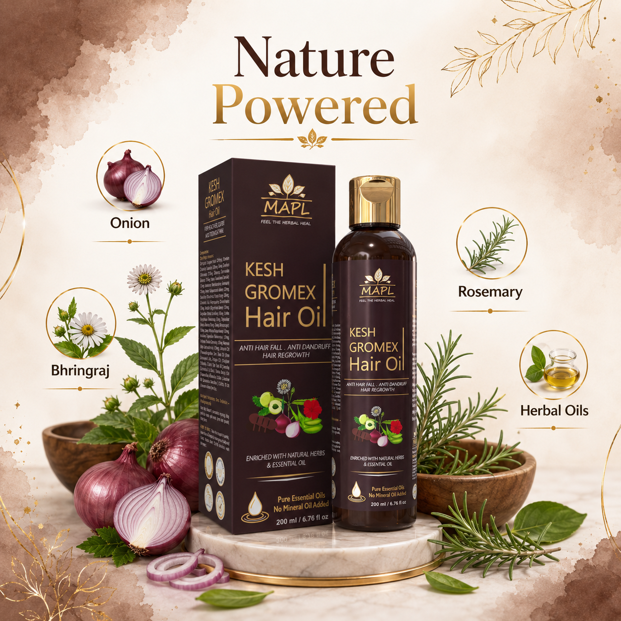 MAPL Keshgromex Hair Oil 200ml | Hair Growth & Hair Fall Control | Bhringraj, Onion & Rosemary