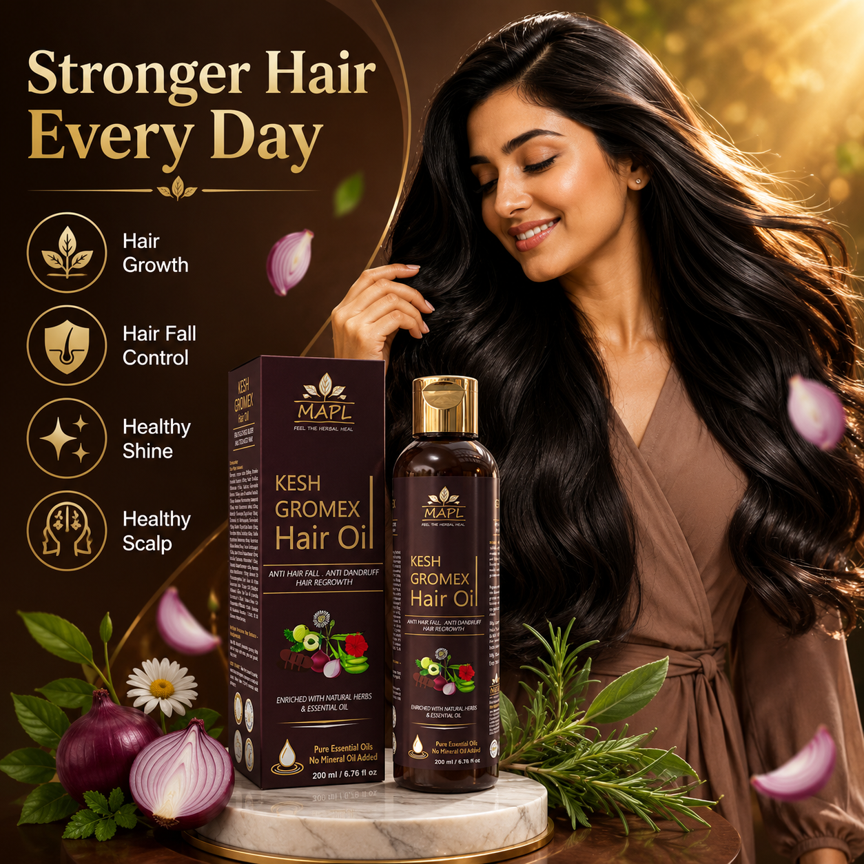 MAPL Keshgromex Hair Oil 200ml | Hair Growth & Hair Fall Control | Bhringraj, Onion & Rosemary