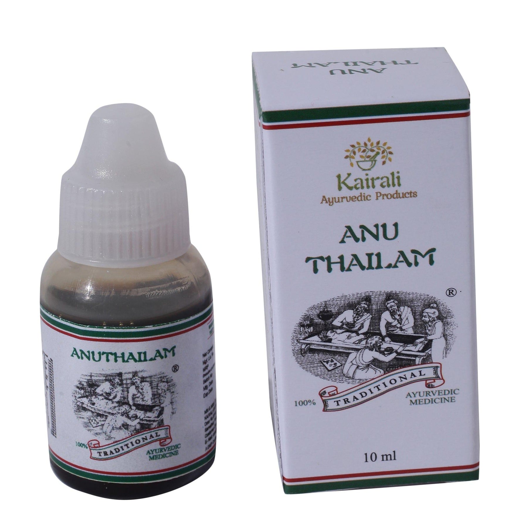 Kairali Ayurveda Group Kairali Anu Thailam - Ayurvedic Nasya Oil for Sinusitis, Migraine & Nervous Disorders (10 ML)