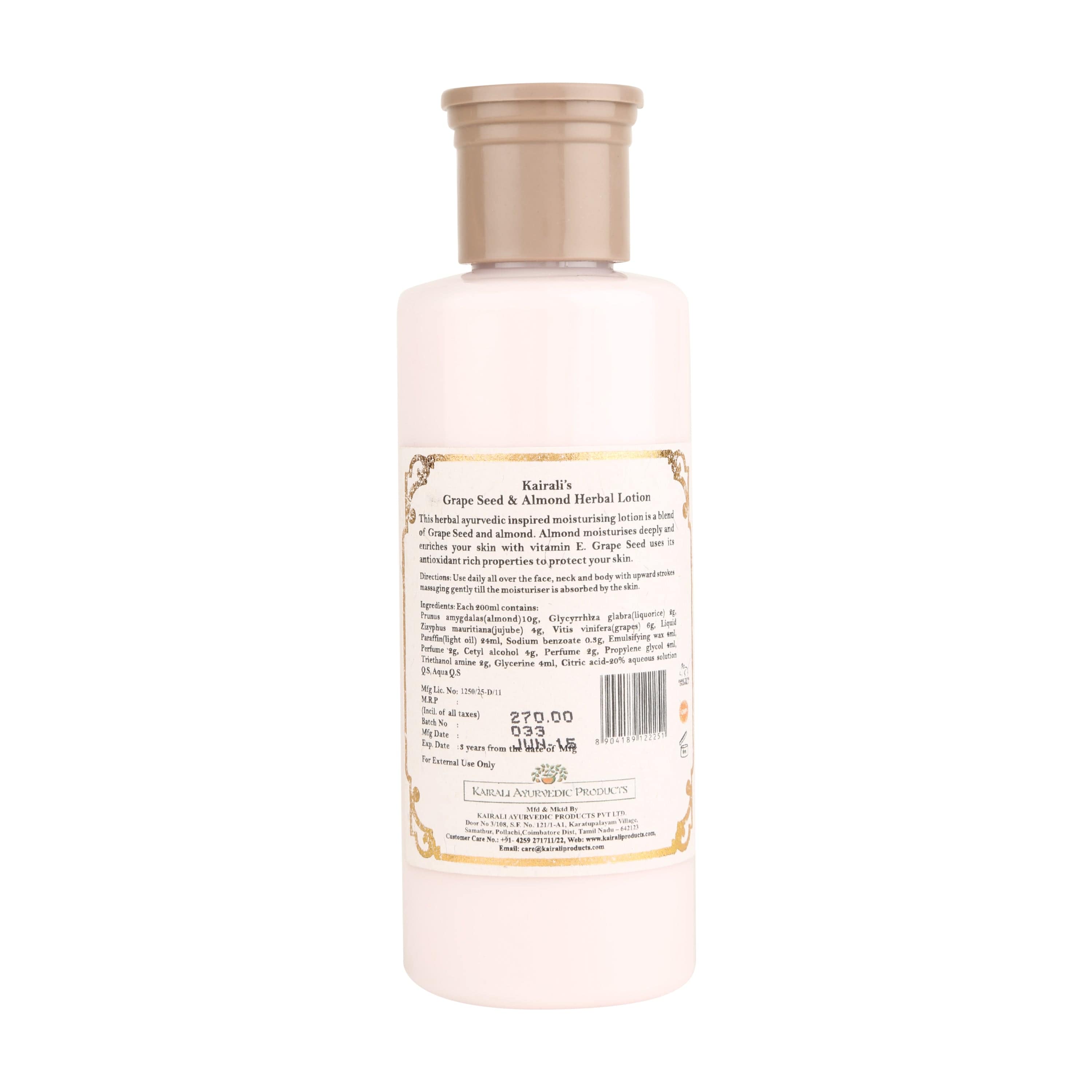 Kairali Ayurveda Group Kairali Grape Seed & Almond Moisturising Lotion - Herbal Body Moisturizing Lotion