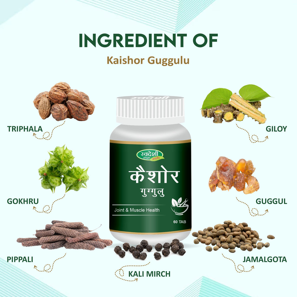 Pack of 2 Kaishor Guggul 60Tab | Ayurvedic Joint & Muscle Wellness Support.