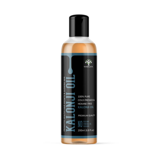 Vanalaya Pure Cold Pressed Kalonji Oil, Black Seed Oil For Hair Growth & Skin Care No Mineral Oil, No Silicones 200ml