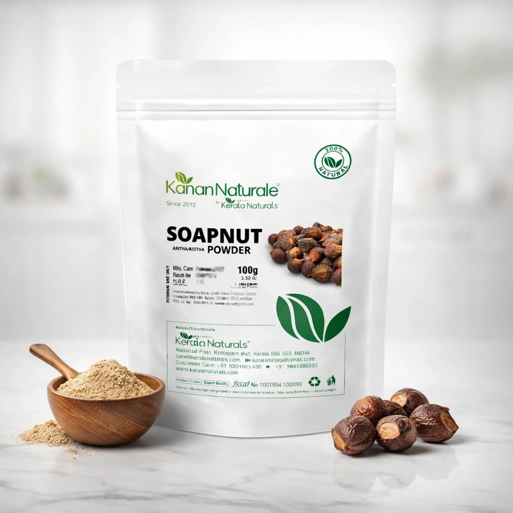 Kerala Naturals Soapnut Powder (Aritha / Reetha Powder) 100g - Advanced Sulfate Free Scalp Cleanser