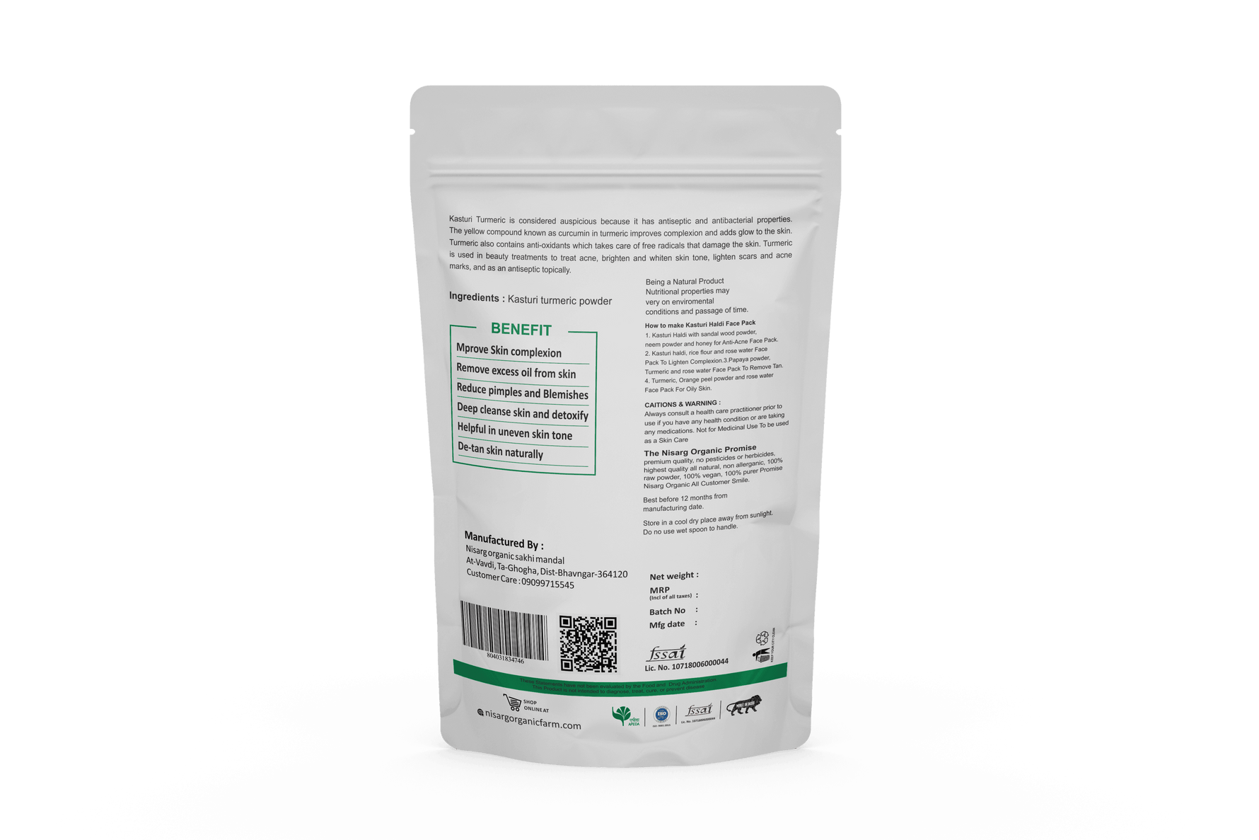 Nisarg Organic Kasturi Haldi Powder