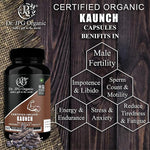 Dr. JPG Organic Kaunch Capsules For Men's Wellness 60 Veg. Capsules/INDIA ORGANIC Certified (Pack Of 1)