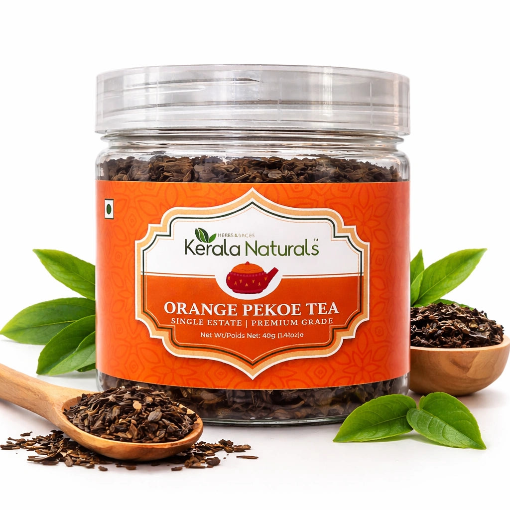 Kerala Naturals Orange Pekoe Tea 40g - Premium Munnar Whole Loose Leaf Black Tea