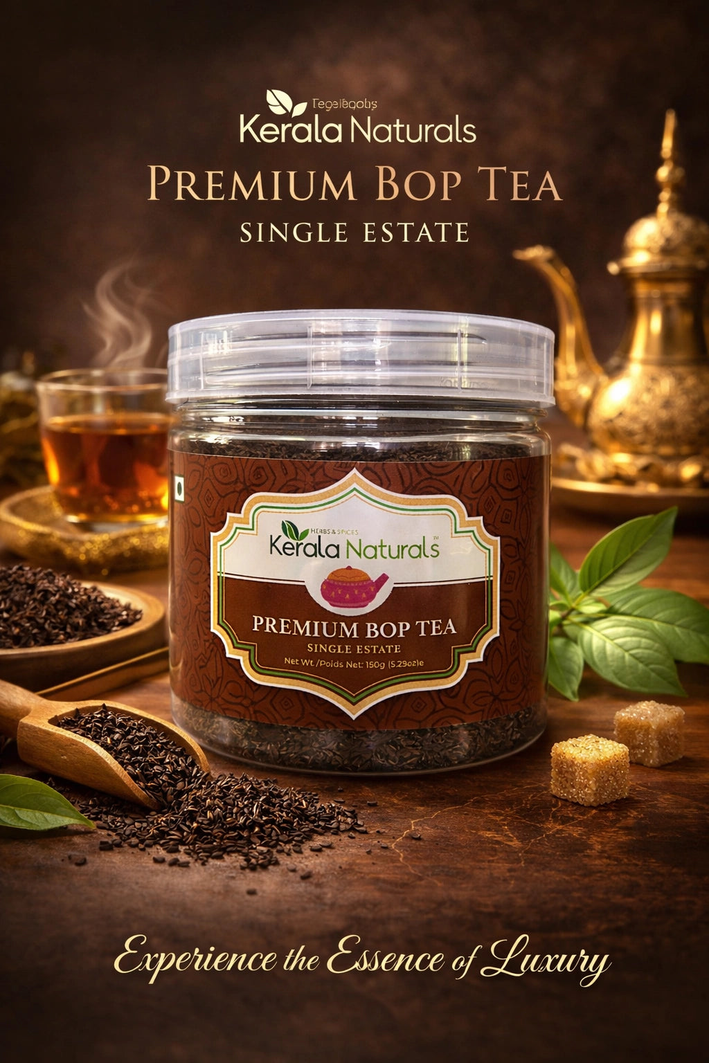 Kerala Naturals Premium Munnar BOP Tea 150g - High EGCG Broken Orange Pekoe Performance Brew
