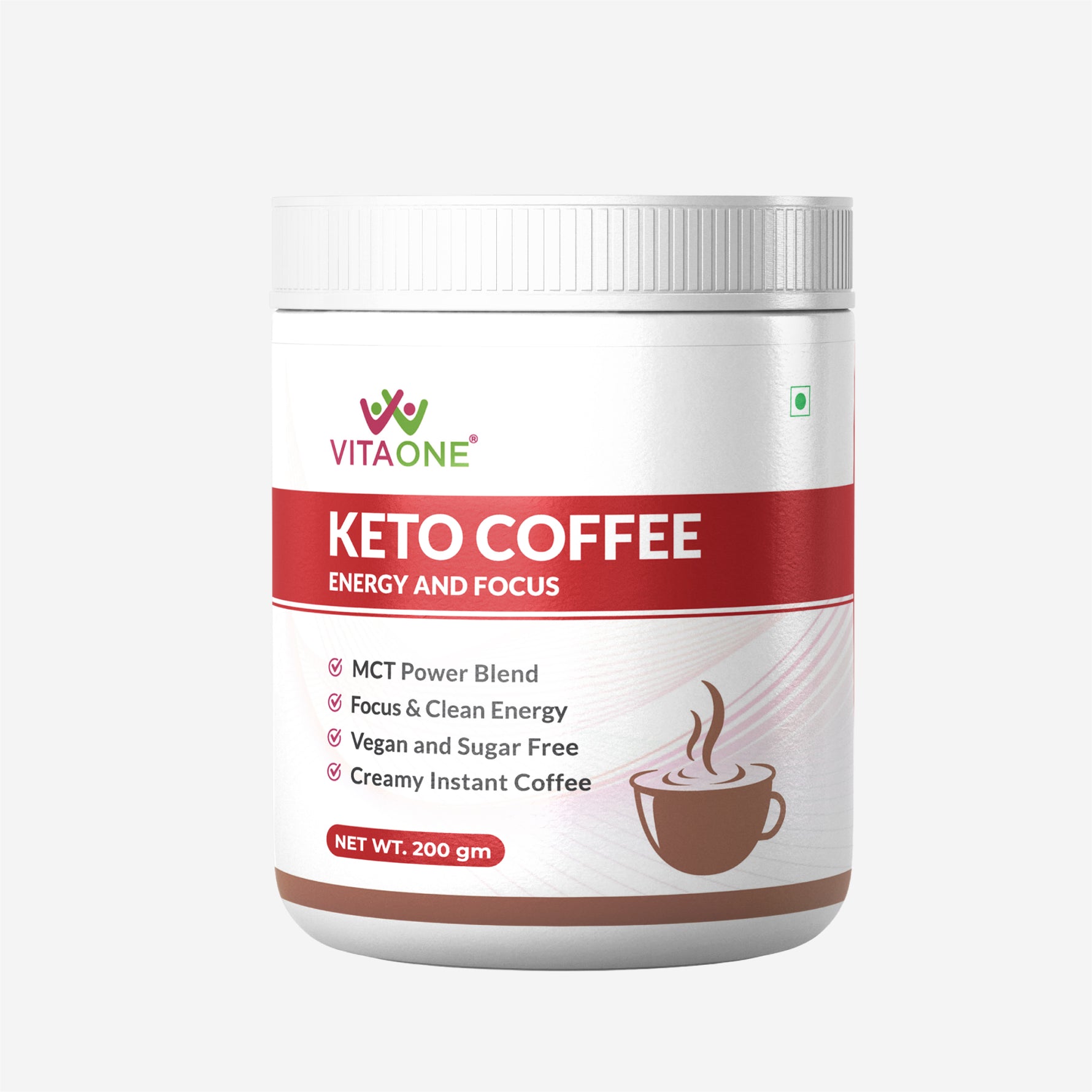 Vitaone Instant Keto Coffee Powder (200g) | With MCT Oil & Butter Powder for Healthy Fat Burning, Focus & Sustained Energy