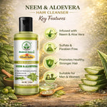 Bhudevam Naturals Khadi Neem & Aloe Vera Shampoo – Reduces Hair Fall & Adds Shine- 210ML