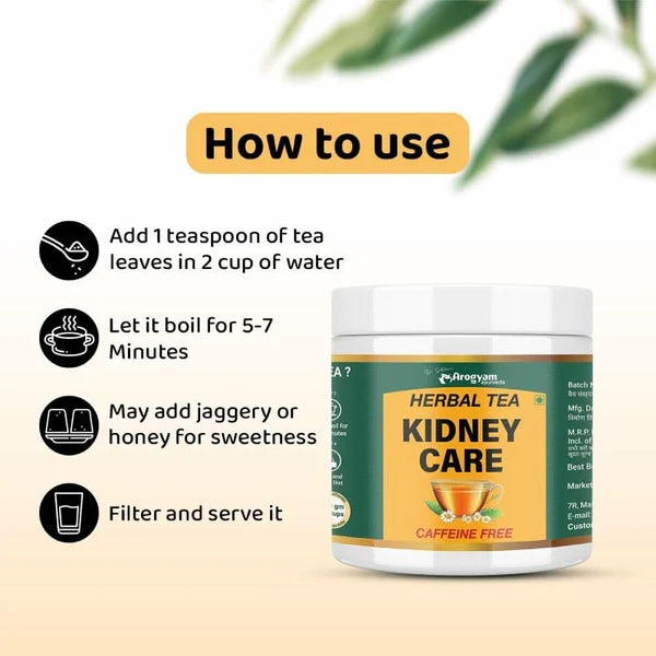 Arogyam Kidney Detox Herbal Tea – Caffeine-Free Herbal Tea for Kidney & Urinary Wellness Support – 100g