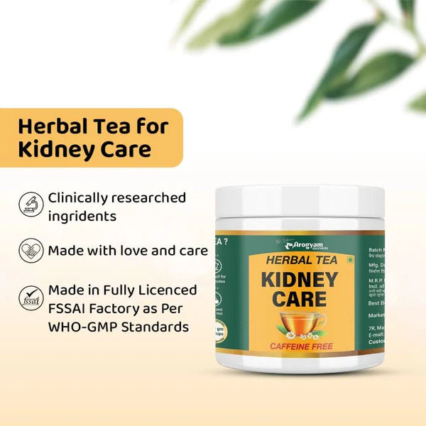 Arogyam Kidney Detox Herbal Tea – Caffeine-Free Herbal Tea for Kidney & Urinary Wellness Support – 100g
