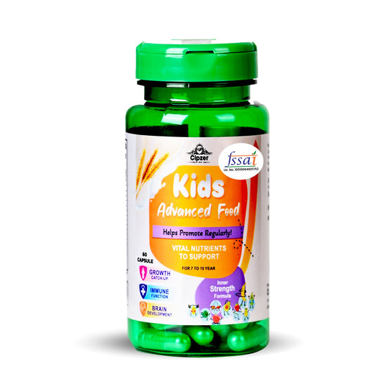 Cipzer Kids Advanced Food 60 Capsules | Herbal Nutrition for Growth, Immunity, Energy & Brain Health