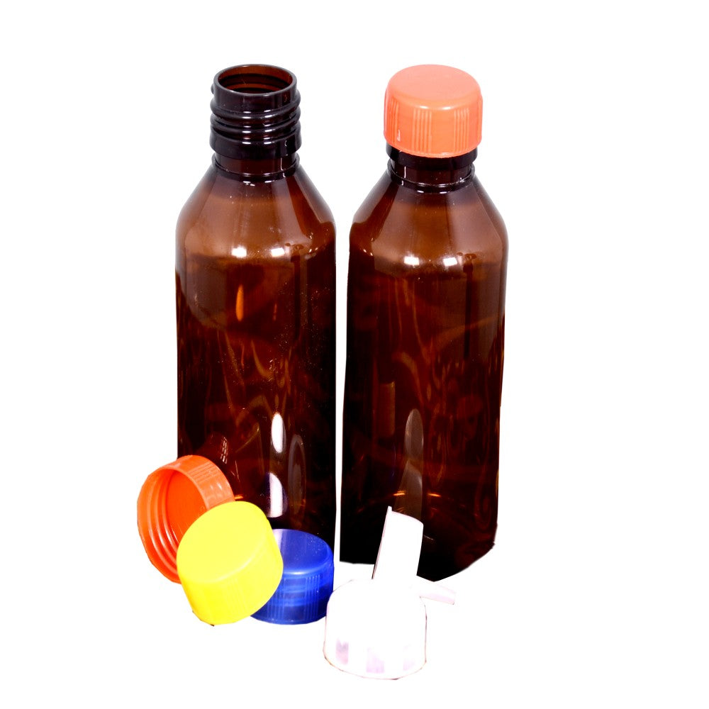 100 ml amber color plastic bottle pack of 100 pc colour