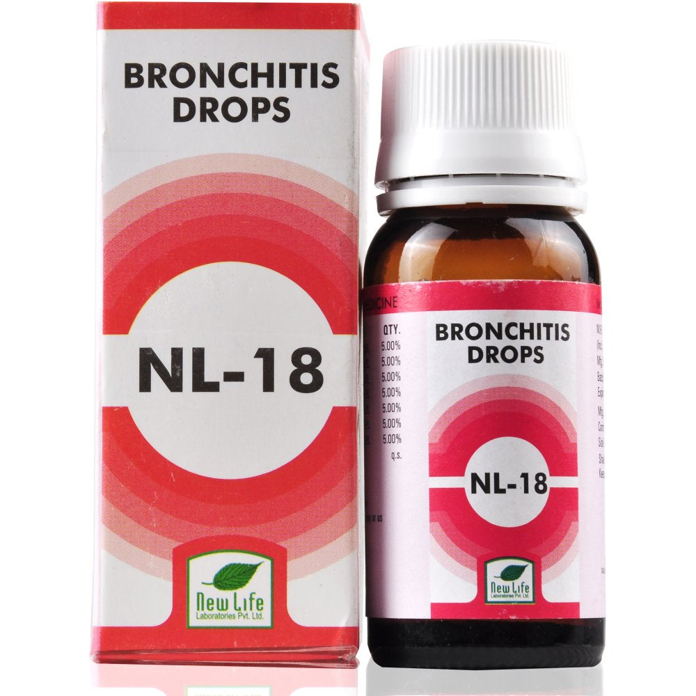 New Life NL 18 (Bronchitis Drops) (30ml) Reduce Breathlessness with Cough, Wheezing and Difficult Br
