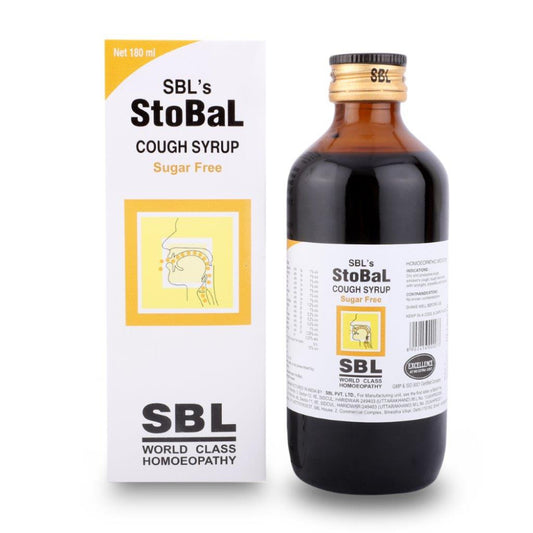 SBL Stobal Cough Syrup (Sugar Free) (180ml) Relieves dry cough, pain in chest, congestion, throat pa
