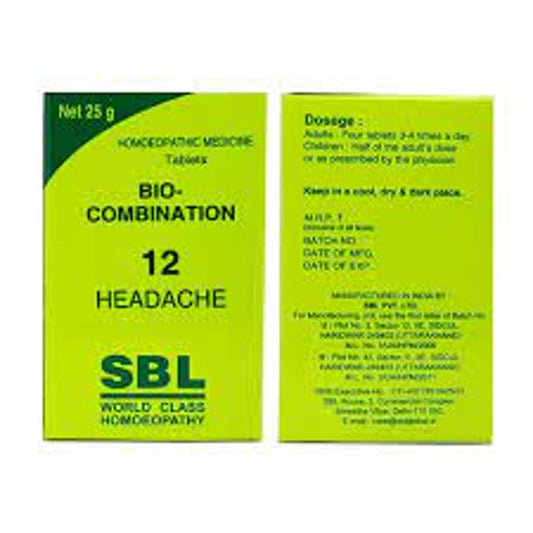SBL Bio Combination 12 (25g) Headache after exposure to sun, Migraine, Sleeplessness, Worry, Sleeple
