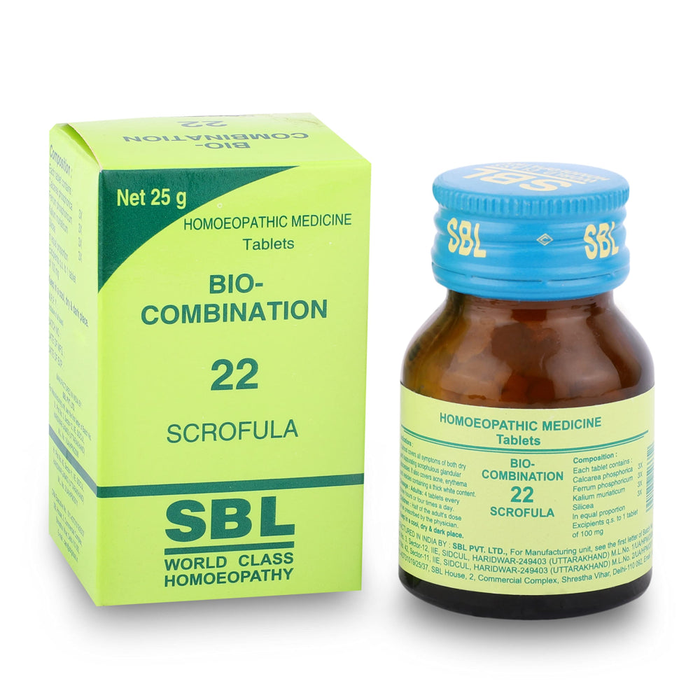 SBL Bio Combination 22 (25g) Dry/ Suppurating Scrofula (Enlarged Glands) Acne, Erythema, Vesicles