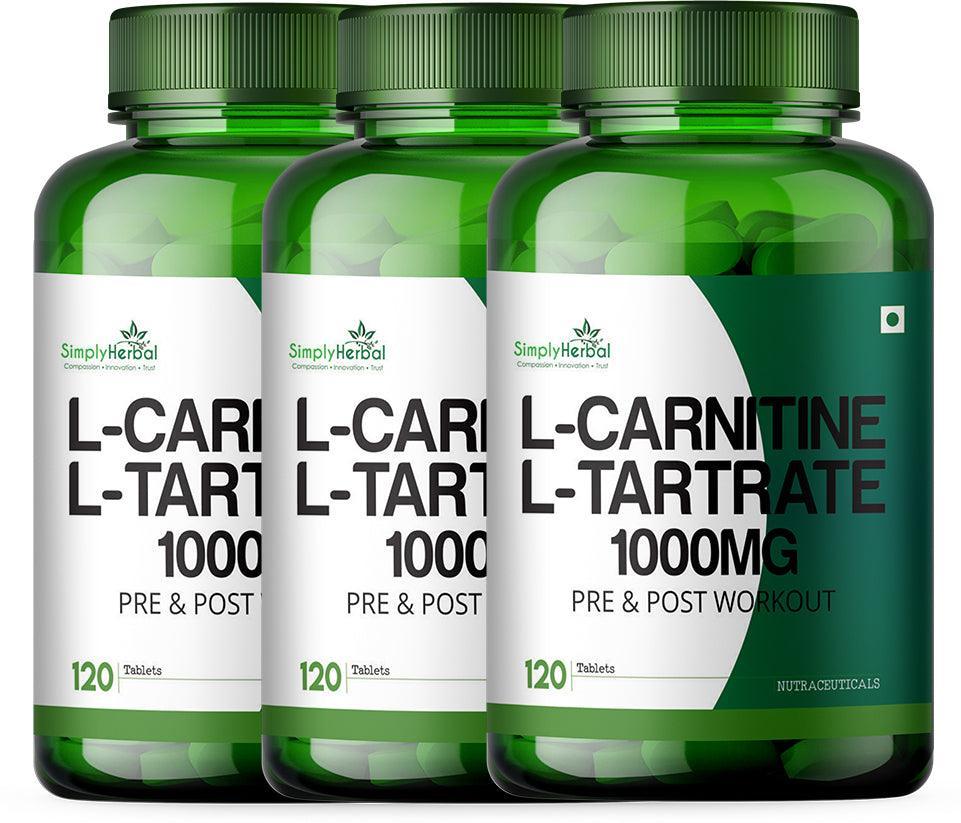 Simply Herbal L-Carnitine Pre & Post Workout Supplement Tablets 1000mg - 120 Tablets