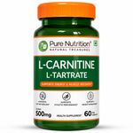 Pure Nutrition L-Carnitine L-Tartrate 500mg – 60 Veg Capsules | Pre-Workout Fat Burner & Energy Booster for Men & Women | Supports Fat Metabolism, Muscle Recovery & Performance