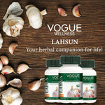 Vogue Wellness Lahsun Tablets | Garlic (Allium Sativum) Extract | Ayurvedic Herbal Supplement for Heart Wellness, Immunity Support, Antioxidant Protection & Daily Vitality | 60 Vegetarian Tablets