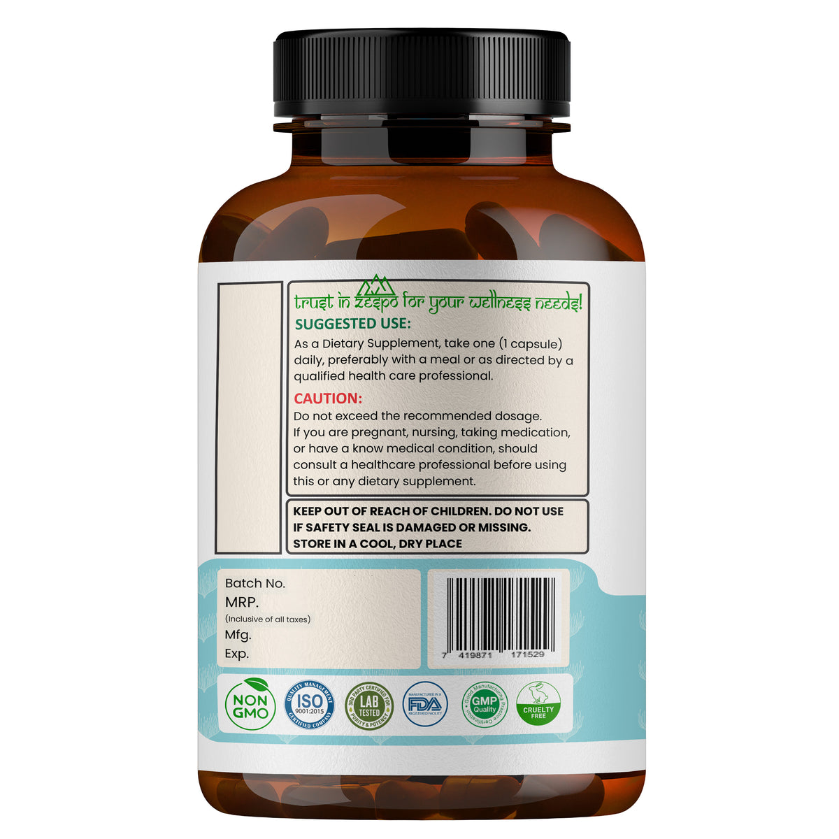 Zespo Sea Moss Complex 3 in 1 – 650 mg Per Capsule with Irish Sea Moss, Bladderwrack & Burdock Root Powder – Supports Energy, Immunity, Natural Detox – 60 Capsules