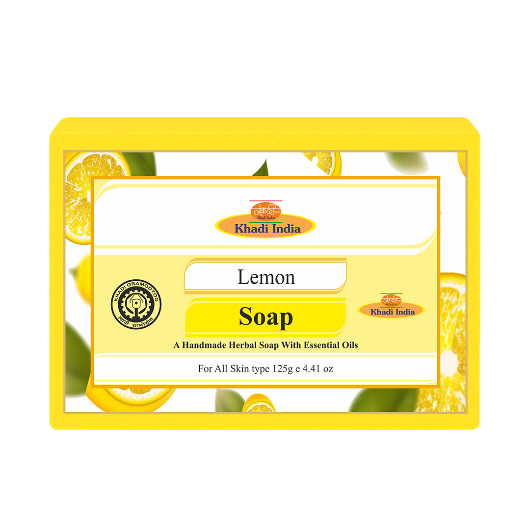 Khadi Care Herbal Lemon Soap for Skin Brightening & Oil Control - 125g