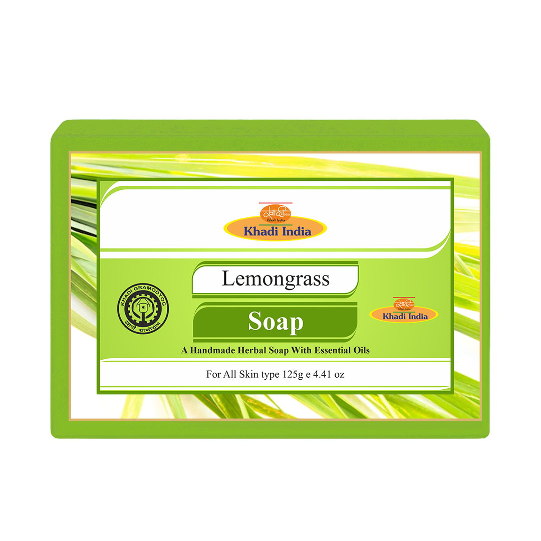 Khadi Care Herbal Lemongrass Soap - 125g Refreshing & Antibacterial Body Bar