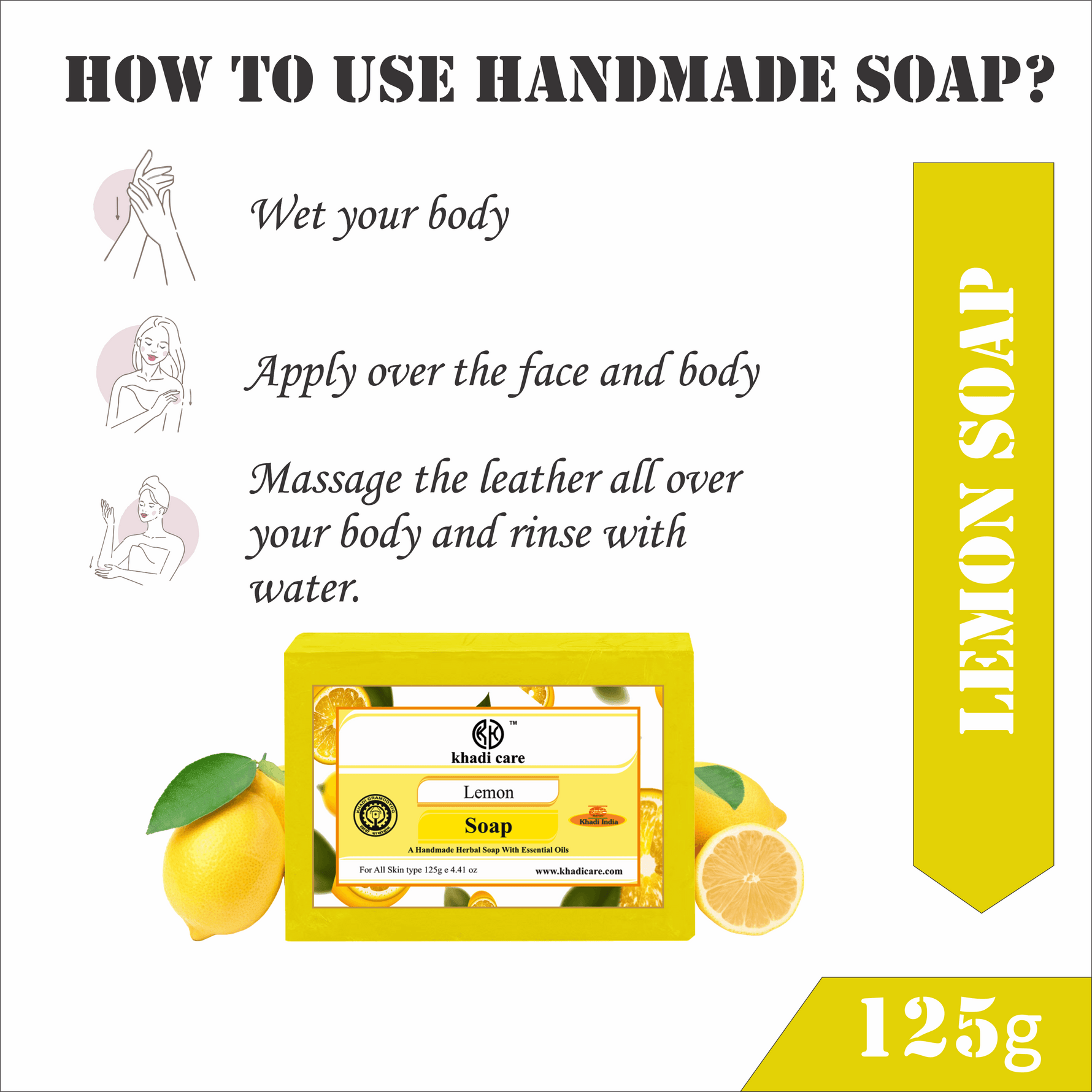 Khadi Care Herbal Lemon Soap - 125g