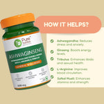 Pure Nutrition Ashwaginseng 60 Tablets | Ashwagandha & Ginseng Herbal Supplement | Stress & Energy Support