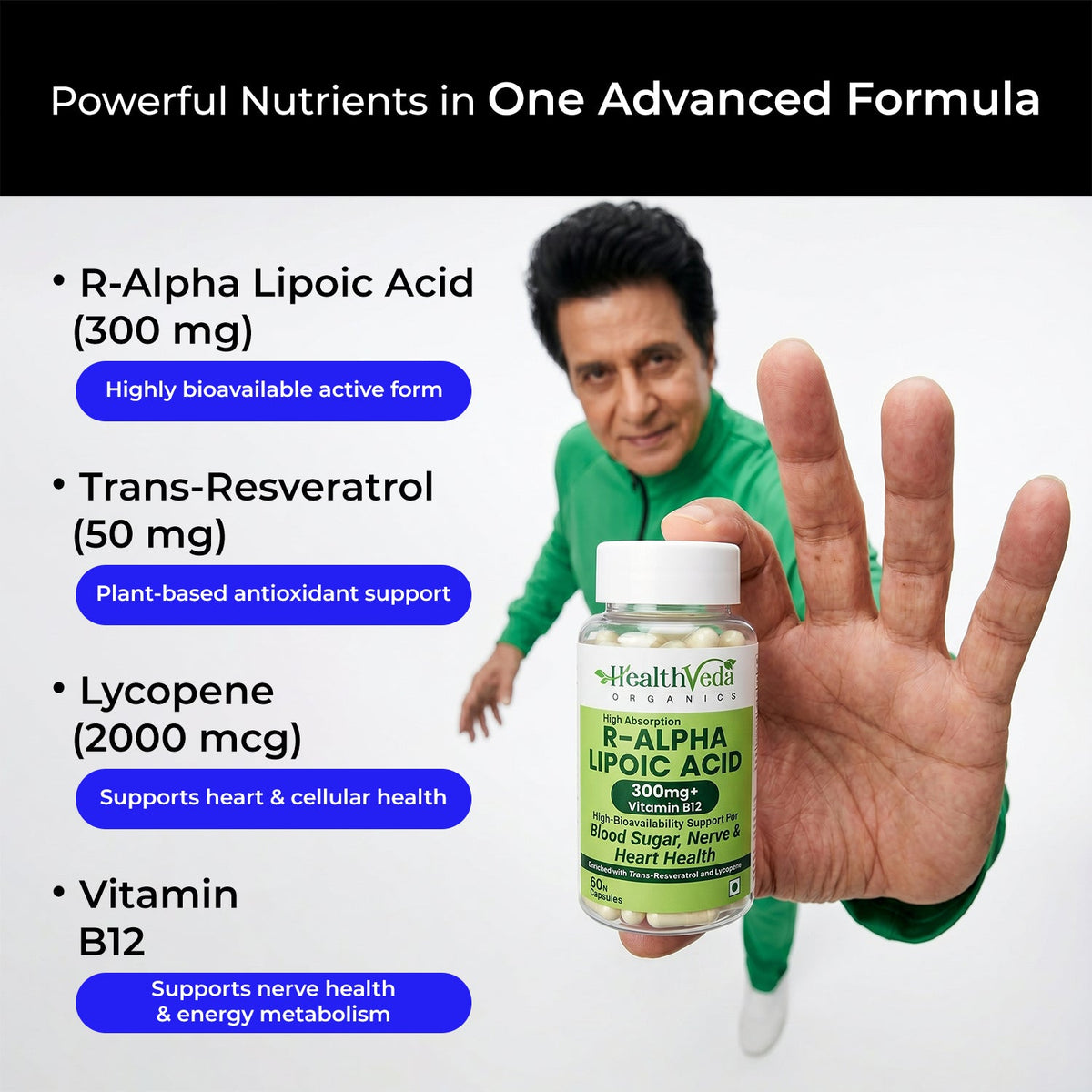 Health Veda Organics R - Alpha Lipoic Acid Capsules 300mg - Antioxidant Resilience & Cellular Defense (60 Capsules)