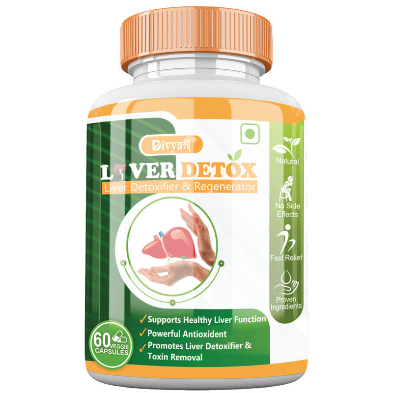 Divya Shree Liver Detox Capsule For Fatty Liver, Constipation, Improve Kidney Function Naturally, Relieves liver related problems 60 Capsule, Jeevan Care Ayurveda