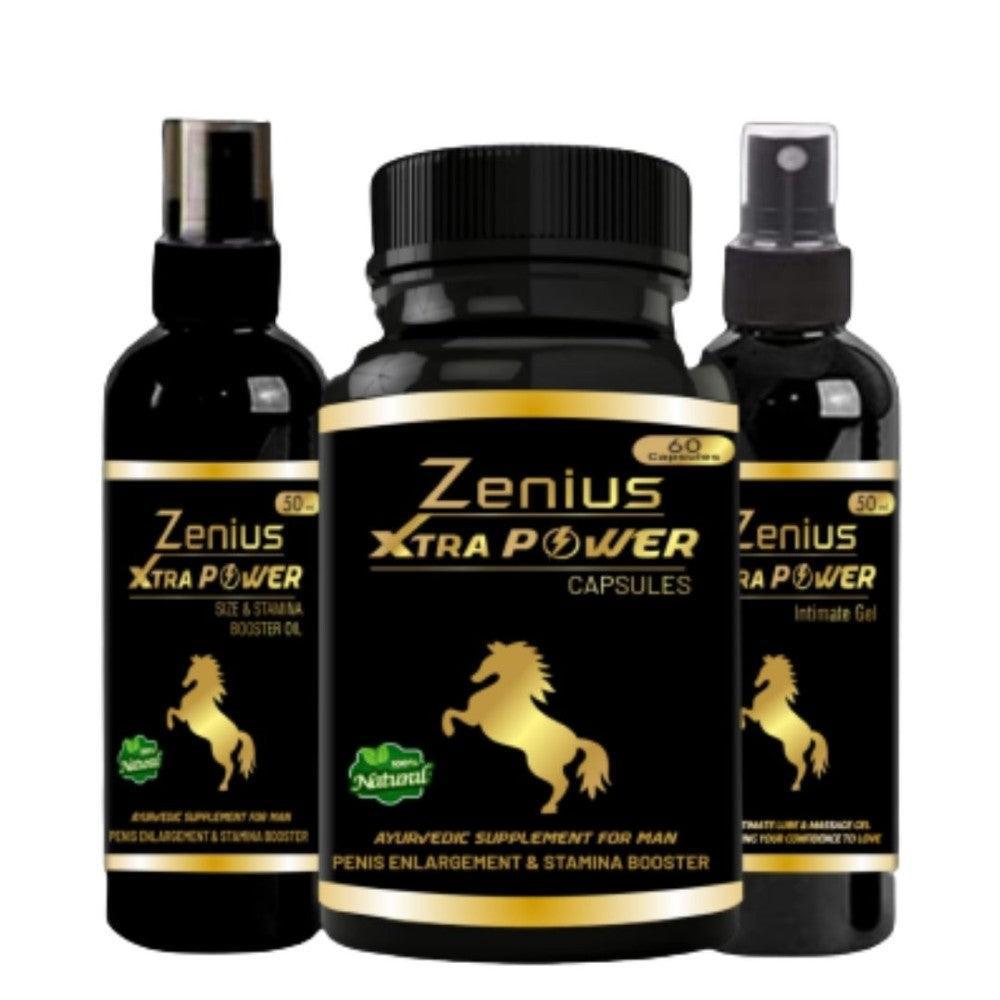 Zenius Xtra Power Kit for Men (60 Capsules + 50mL Gel + 50ml Oil)