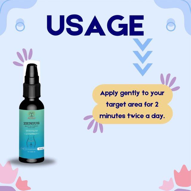 Zenius Butt & Thigh Grow Gel - Hip Whitening Gel for Thighs Whitening and Lightening Hip and Thighs - 50ml gel