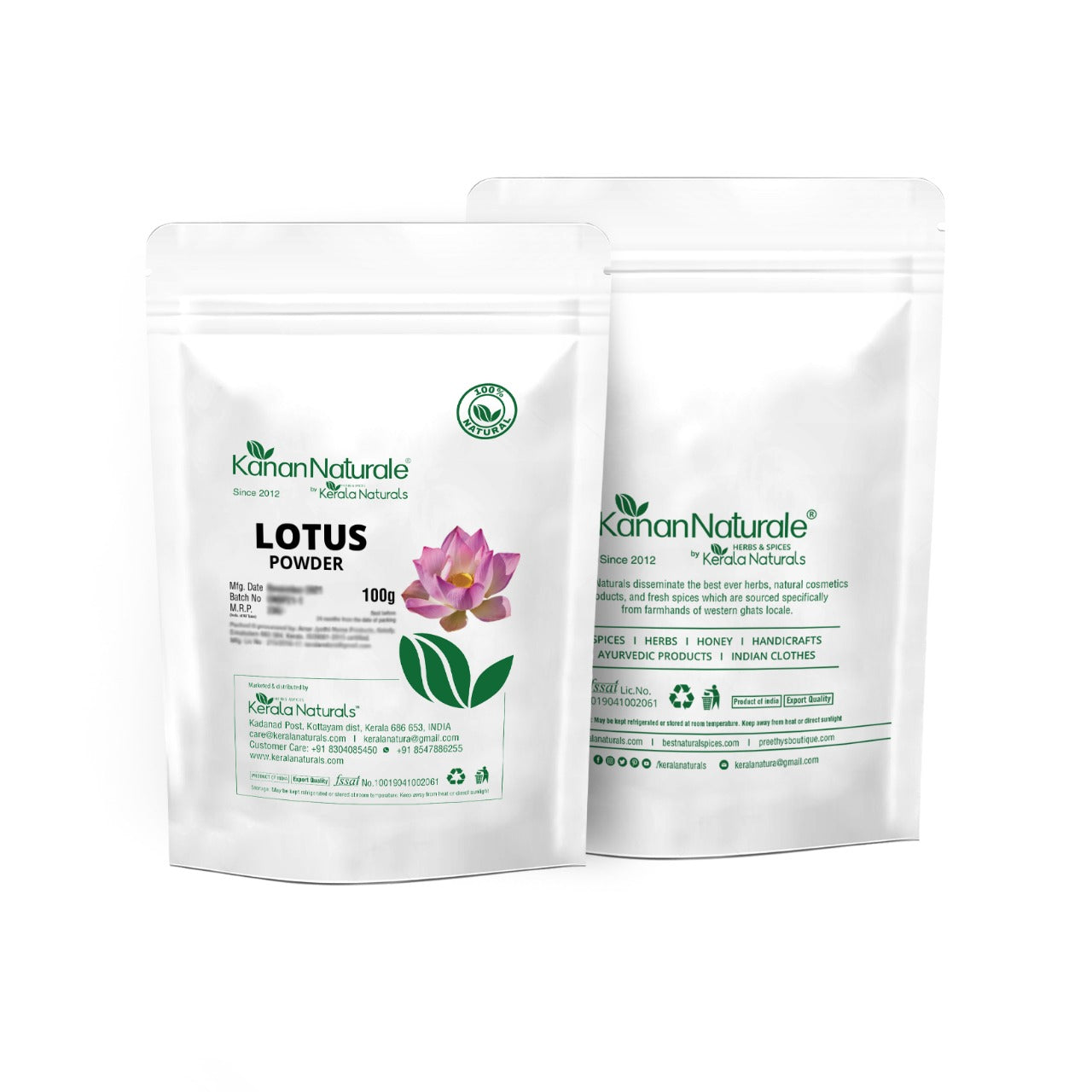 Kerala Naturals 100% Pure Lotus Powder - 100gm
