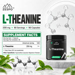 Zespo L-Theanine 200 mg | Green Tea Amino Acid | Calm Focus, Relaxation & Mental Clarity Support | 90 Vegan Capsules