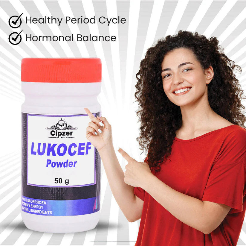 Cipzer Lukocef Powder - 50G | Herbal Relief for Leucorrhoea, Menstrual Cramps & Women’s Wellness