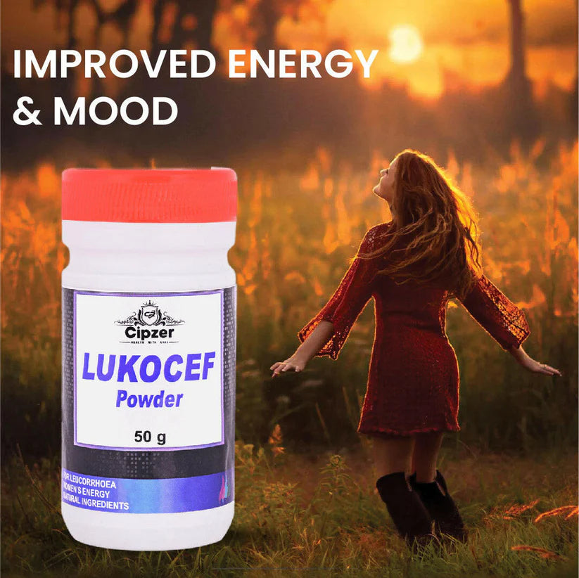Cipzer Lukocef Powder - 50G | Herbal Relief for Leucorrhoea, Menstrual Cramps & Women’s Wellness