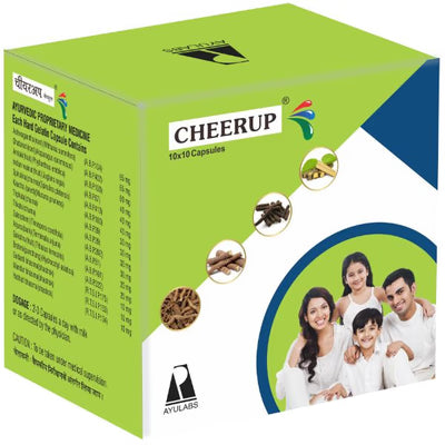 Ayulabs Cheer Up Capsule | Ayurvedic Immunity Booster & General Health Tonic | Pack of 100 Capsules (10x10)