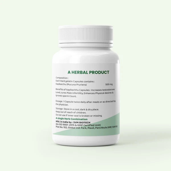Dr. Satnam’s Arogyam Ayurveda Kapikachhu Capsules (500mg, 60 Capsules) | Pure Mucuna Pruriens Extract for Male Reproductive Vitality, Nerve Health & Dopamine Support