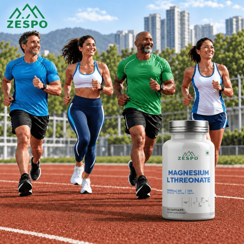 Zespo Magnesium L-Threonate – Providing 144 mg Elemental Magnesium – Supports Brain Health, Memory, Focus, Calm Mood 120 Capsules