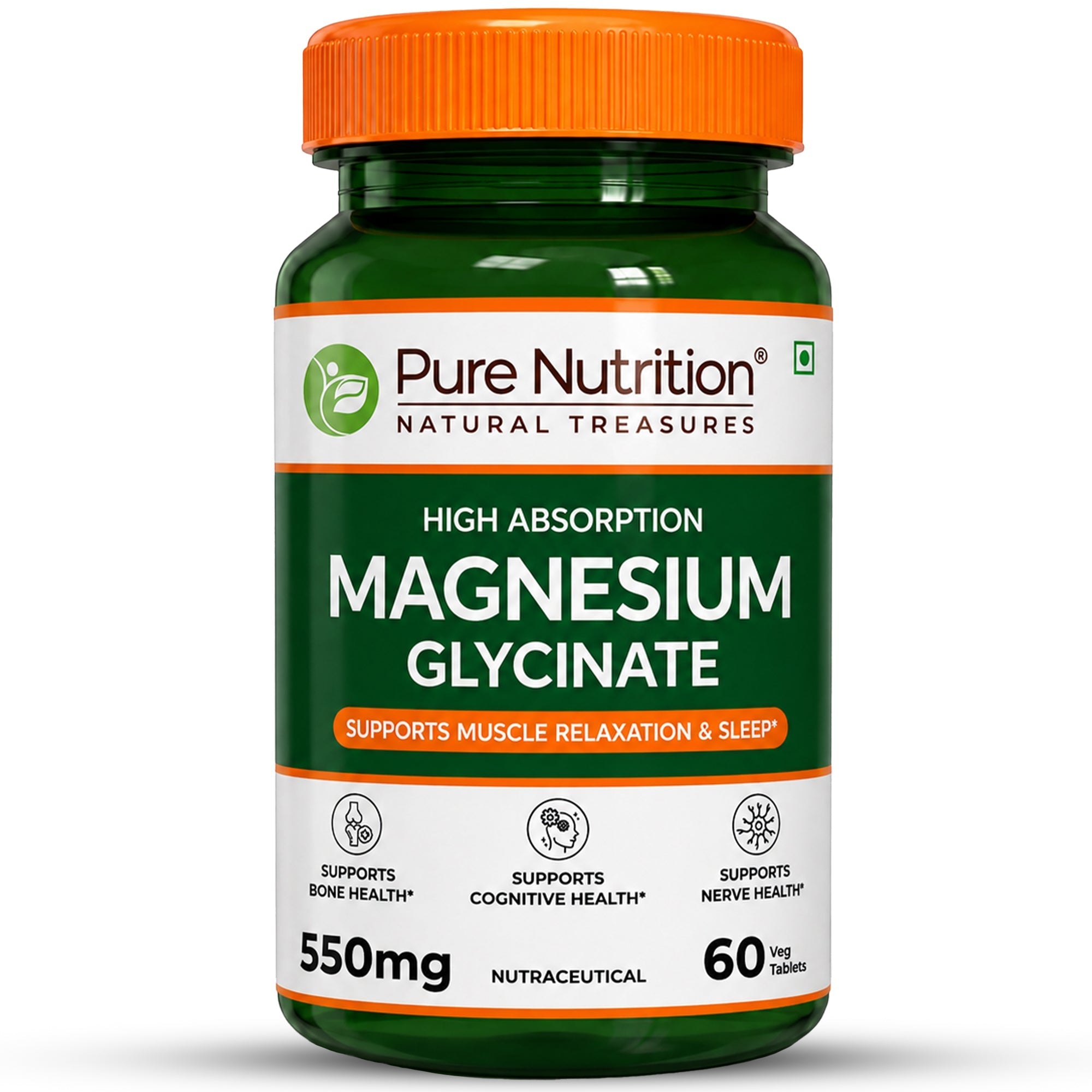 Pure Nutrition Magnesium Glycinate 550mg – 60 Tablets | Relaxation & Muscle Support