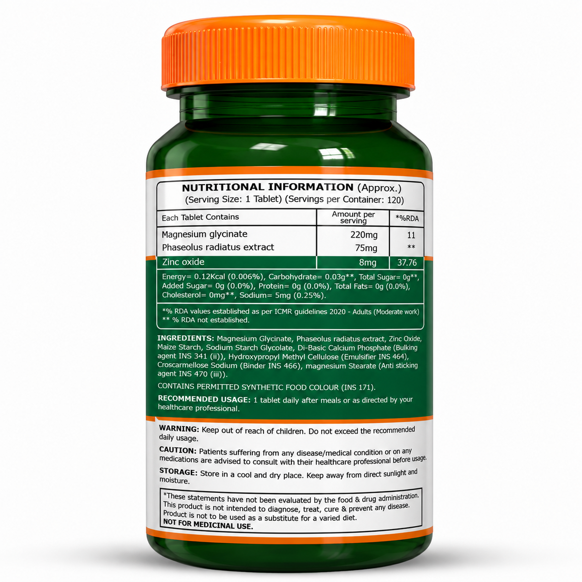 Pure Nutrition Magnesium Glycinate with Zinc 120 Veg Tablets