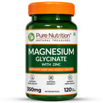 Pure Nutrition Magnesium Glycinate with zinc Tablets -  120 Tablets (Pack of 1) - 350mg