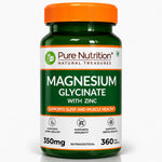 Magnesium Glycinate with Zinc | 350 mg Blend | Magnesium Glycinate, Zinc & Phaseolus Radiatus Extract | Daily Muscle, Bone & Nerve Support