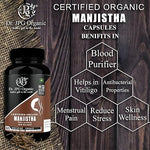 Dr. JPG Organic Manjistha Capsules For Hair & Skin Care 500mg 60 Veg. Capsules/INDIA ORGANIC Certified (Pack Of 1)