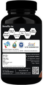 Dr. JPG Organic Manjistha Capsules For Hair & Skin Care 500mg 60 Veg. Capsules/INDIA ORGANIC Certified (Pack Of 1)