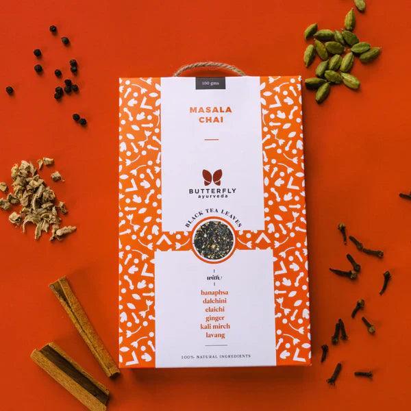 Butterfly Ayurveda Masala Chai – Spiced Black Tea with Cinnamon & Cardamom – 100g