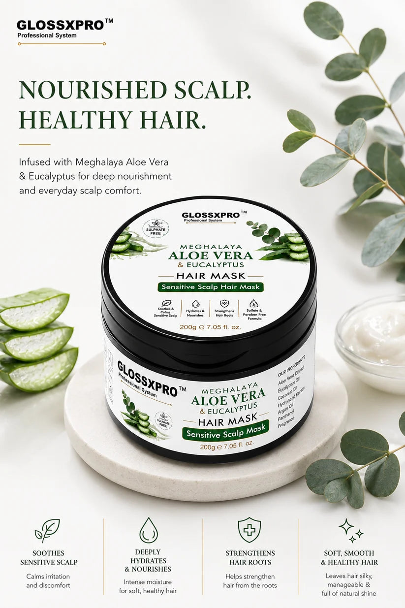 GLOSSXPRO Professional System Meghalaya Aloe Vera & Eucalyptus Hair Mask 200g